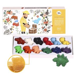 Jar Meló - Beeswax Crayons - Cute Dinosaur - 12 Colours