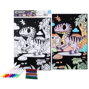 TookyToys- Velvet Colouring Kit - Dinosaur