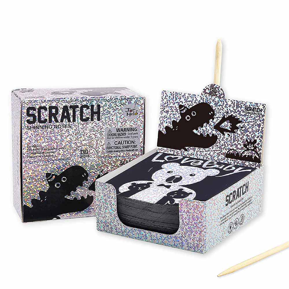 Jar Meló - Scratch Art Notes Set - Silver Hologram Glitter